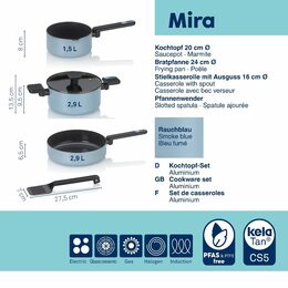 KELA Sada hrnců Mira s keramickým povrchem 5 ks, kouřově modrá KL-15200