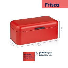 KELA Chlebník Frisca kov, červená 42,5x22,5x17,5 cm KL-12842