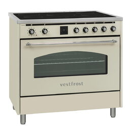 Sporák Vestfrost, VC-993wnPIBG, indukční, elektrický, retro, 9 pečících
programů, 5 varných zón, objem 105 L, max. 3200 W