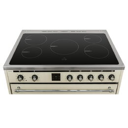 Sporák Vestfrost, VC-993wnPIBG, indukční, elektrický, retro, 9 pečících
programů, 5 varných zón, objem 105 L, max. 3200 W