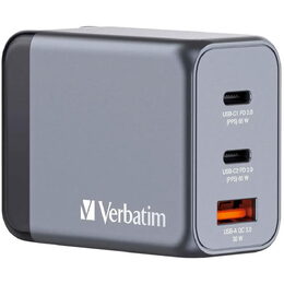 GaN adapt.2xUSB-C 65W/USB-A 3.0 VERBATIM