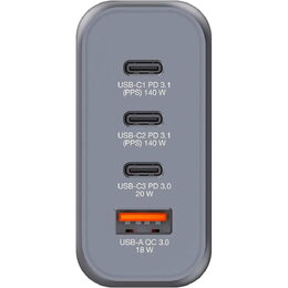 GaN adapt.2xUSB-C 140W/20W/USB-A 3.0 VB