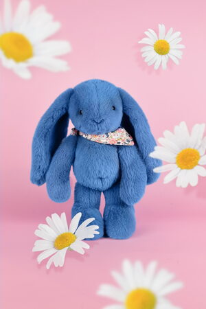 Doudou Plyšový králíček s šátkem modrý 35 cm