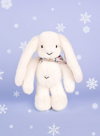 Doudou Plyšový králíček s šátkem bílý 35 cm