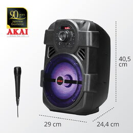 Reproduktor AKAI, ABTS-808L, přenosný, Bluetooth, FM rádio, mikrofon, LED
displ