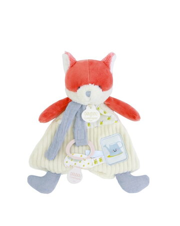 Doudou Dárková sada Plyšová liška Romarin s úchytem na dudlík 19 cm