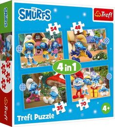 Puzzle 4v1 Šmoulové 28,5x20,5cm v krabici 28x28x6cm