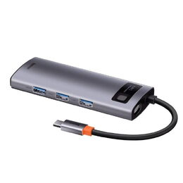 Dokovací stanice Baseus Ultra Joy 6v1 šedá (3xUSB 3.0, USB-C, USB-C PD, HDMI, Ethernet RJ45)