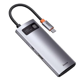 Dokovací stanice Baseus Ultra Joy 6v1 šedá (3xUSB 3.0, USB-C, USB-C PD, HDMI, Ethernet RJ45)
