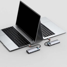 Dokovací stanice Baseus Ultra Joy 6v1 šedá (3xUSB 3.0, USB-C, USB-C PD, HDMI, Ethernet RJ45)