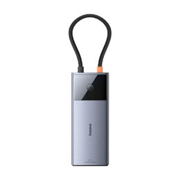 Dokovací stanice Baseus Metal Gleam 2 Series 6v1 šedá (2xUSB 3.0, USB-C, USB-C PD, HDMI, Ethernet RJ