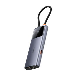 Dokovací stanice Baseus Metal Gleam 2 Series 6v1 šedá (2xUSB 3.0, USB-C, USB-C PD, HDMI, Ethernet RJ