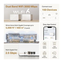 WiFi router TP-Link Mercusys Halo H85X(2-pack) WiFi 6, AX3000, 1x 2,5GLAN, 2x GLAN2,4/5 GHz
