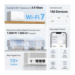 WiFi router TP-Link Mercusys Halo H25BE(3-pack) WiFi 7, BE3600, 3x GLAN, 2,4/5 GHz