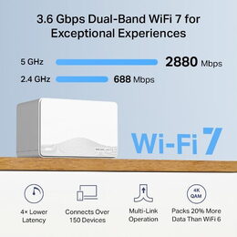 WiFi router TP-Link Mercusys Halo H25BE(3-pack) WiFi 7, BE3600, 3x GLAN, 2,4/5 GHz