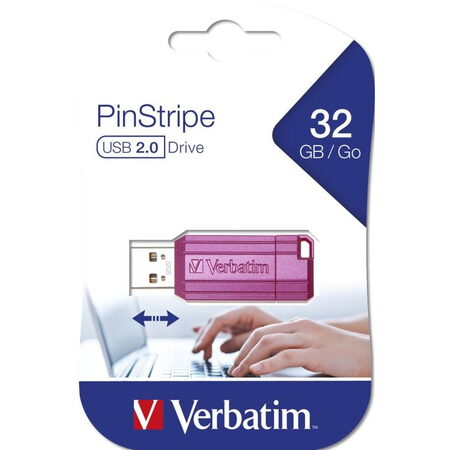 32GB USB Flash 2.0 PinStripe Pk VERBATIM