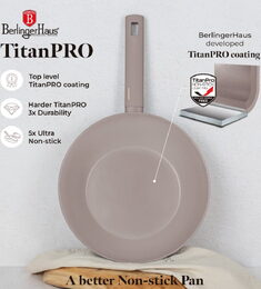 BERLINGERHAUS Pánev WOK s titanovým povrchem 28 cm Taupe Collection BH-8093