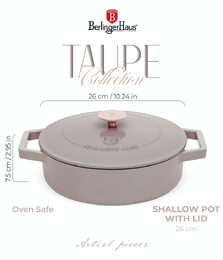 BERLINGERHAUS Pekáč litinový s poklicí 26 cm Taupe Collection BH-6527