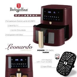 BERLINGERHAUS Horkovzdušná fritéza digitální 5 l Leonardo Collection BH-9489