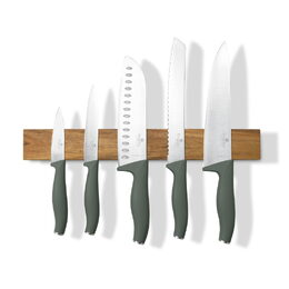 BERLINGERHAUS Sada nožů s magnetickým držákem z akátového dřeva 6 ks Matte Green Collection BH-2978