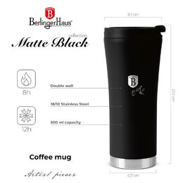 BERLINGERHAUS Termohrnek s dvojitou stěnou nerez 0,5 l Matte Black Collection BH-8751