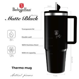 BERLINGERHAUS Termohrnek s dvojitou stěnou BerlingerCup 1 l Matte Black Collection BH-8833
