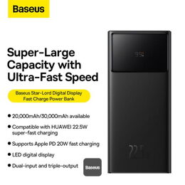 Powerbanka Baseus Star-Lord 20000mAh, 22,5W černá