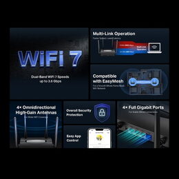 WiFi router TP-Link MERCUSYS MR25BE BE3600 WiFi 7, 3x GLAN, 1x GWAN, 2,4/5GHz, EasyMesh