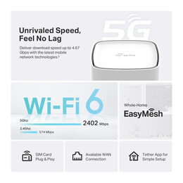 Modem TP-Link Archer NX500 AX3000, 5G/ LTE s WiFi routerem, 2x GLAN, 1x GWAN, 1x slot SIM, 2,4/5GHz, EasyMesh