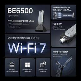 USB klient TP-Link Archer TBE400UH BE6500, WiFi 7,  2,4/5/6GHz, USB 3.0