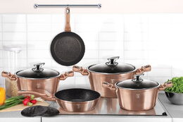 BERLINGERHAUS Sada nádobí s mramorovým povrchem 10 ks Rosegold Metallic Line BH-1220