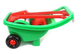 Sada na zahradu plast kolečko, kbelík, konvička s doplňky v síťce 31x52x31cm