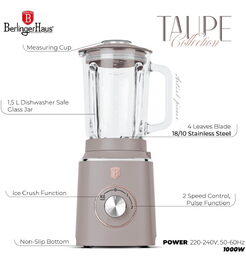 BERLINGERHAUS Stolní mixér se skleněnou nádobou 1,5 L 1000 W Taupe Collection BH-9496