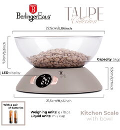 BERLINGERHAUS Váha kuchyňská s miskou Taupe Collection BH-9616