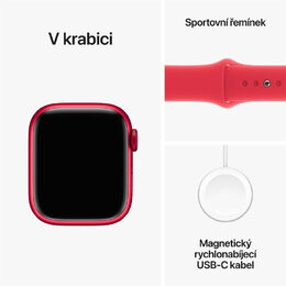 Hodinky Apple Watch Series 9 GPS, 41mm (PRODUCT) RED Aluminium Case with (PRODUCT) RED Sport Band - M/L