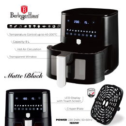 BERLINGERHAUS Horkovzdušná fritéza 8 l Matte Black Collection BH-9605