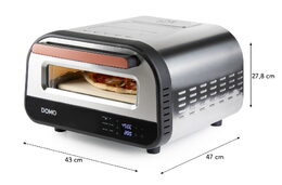 Pizza pec Genius - nerezová, pečící kamen - DOMO DO9289PZ, 1 700 W, až 450°C, ča