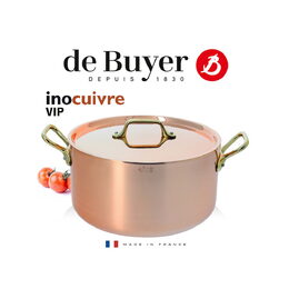 Hrnec de Buyer, 6447.20, INOCUIVRE, měděný, s poklicí, 2 nýtovaná ouška z
mosaz