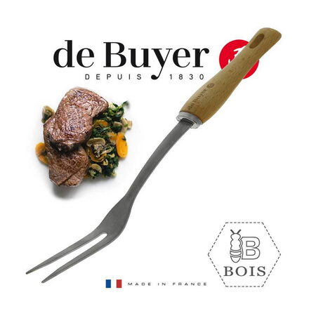 Vidlička de Buyer, 2701.10, B BOIS, nerez a bukové dřevo, robustní