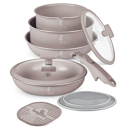BERLINGERHAUS Sada nádobí s titanovým povrchem 9 ks Taupe Collection BH-8255