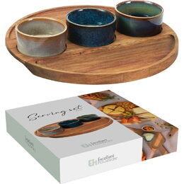 EXCELLENT HOUSEWARE Servírovací misky na akátovém podnose sada 4 ks KO-278001180