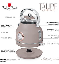 BERLINGERHAUS Rychlovarná konvice s teploměrem Taupe Collection BH-9514