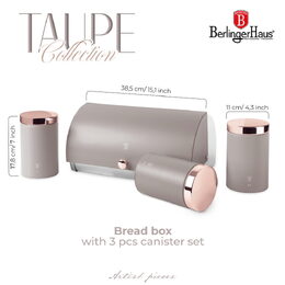 BERLINGERHAUS Chlebník a sada dóz na potraviny 4 ks Taupe Collection BH-6834