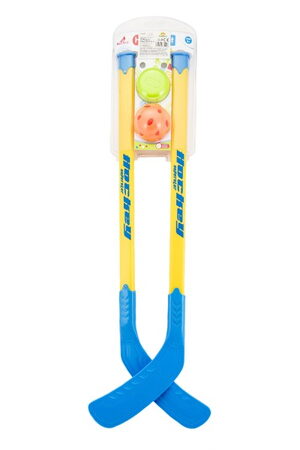 Hokejka plast 2ks 68cm s pukem a míčkem na kartě