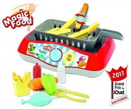 Kouzelná Fritéza sada na smažení + doplňky plast na baterie se zvukem se světlem v krabici 46x36cm