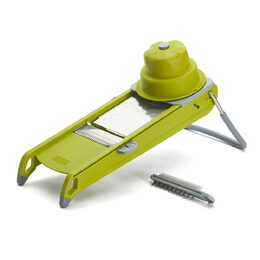 Kráječ de Buyer, 2015.23 SWING PLUS, nerezová ocel, posuvný a ergonomický držák,
nastavitelná tloušťka řezu
