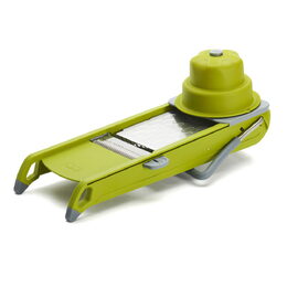 Kráječ de Buyer, 2015.23 SWING PLUS, nerezová ocel, posuvný a ergonomický držák,
nastavitelná tloušťka řezu