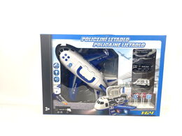 Policejní letadlo s nákladním prostorem + 3 autíčka 1:64