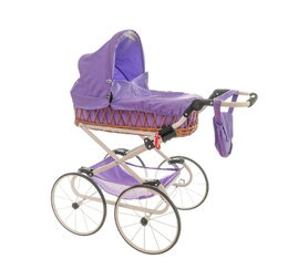 Kočárek Monika RETRO proutěný bílá konstrukce 76cm nastavitelná rukojeť fialový