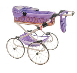 Kočárek Monika RETRO proutěný bílá konstrukce 76cm nastavitelná rukojeť fialový
